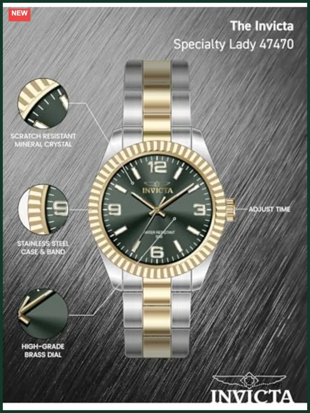Invicta Specialty Quartz Analog Women's Watch with Foldover Clasp and 50m Water
